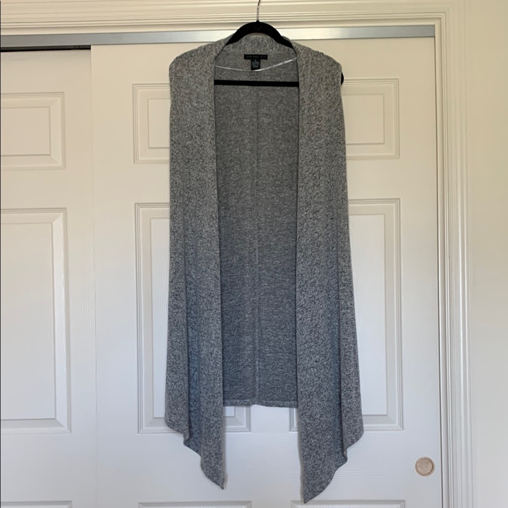Joan Vass Sleeveless Long Open Front Cardigan Women’s S Gray